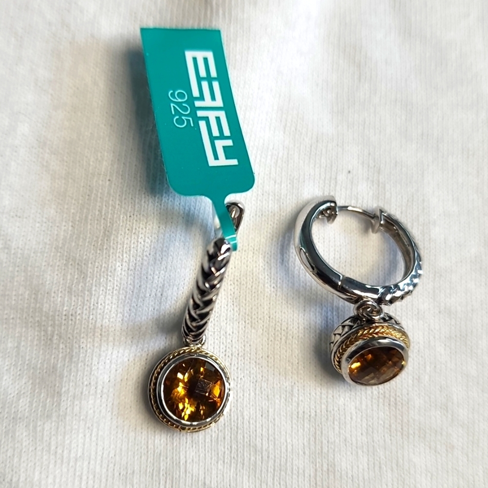 Effy Silver gold citrine earrings